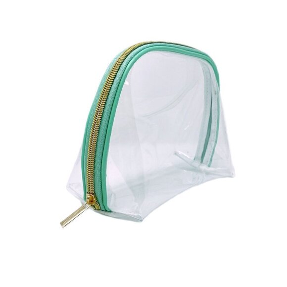 Transparent cosmetic bag with blue zipper - Picture 1 of 2